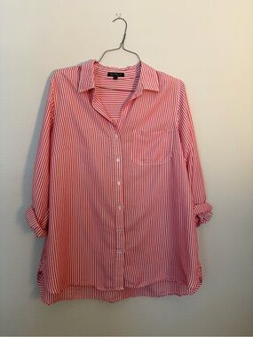 Velvet Heart Love Tree Pink & White Vertical Stripe Shirt